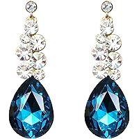 Amazon.com: SWAROVSKI Lucent hoop earrings, Blue, Rhodium